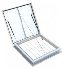 Dispostif d'Evacuation Naturelle de Fumées et de Chaleur (DENFC) - Rehausse PYROTOP ORIGIN Chanfreinée SL250 100x100 Pca10 Opal Ht 130 Grille rond de 6 Fusible 93°