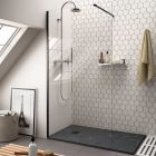 Paroi de douche - BLACK HEAVEN walk-in Paillettes Transparentes - larg. 0,8 - 1 m x haut. 1,95