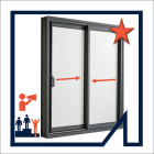 Menuiserie aluminium à rupture de pont thermique, thermolaquée, fabrication française sur mesure - Coulissant 2 vantaux 2 rails pose en applique. Avec ou sans passage VR. Avec ou sans VR monobloc ou 1/2 linteau intégré.