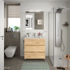 Meuble FUSSION LINE 800 3 tiroirs CHÊNE AFRICAIN 797 x 768 x 450 mm