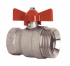 Vanne à sphère nickelée, manette rouge (circuit départ), Male - Femelle 1