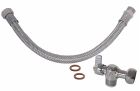 Kit de raccordement WC complet avec un robinet de WC équerre 1/4 de tour nickelé 12/17 + un flexible M12/17-F12/17 longueur 30cm + 2 joints fibre.