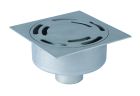 siphon de sol inox sort.Vert GE50mm 300x300 ø100 mm trous oblongs microbillé 3 Kn