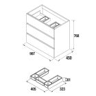 Meuble de salle de bain FUSSION LINE 1000 3 tiroirs à fermeture amortie WHITE COTTON 997 x 768 x 450 mm