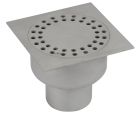 siphon de sol inox sort.Vert GE50mm 200x200 ø100 mm trous ronds verrouillé microbillé 3 Kn