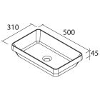 Vasques semi-encastrées MAEL sans siphon ni bonde de vidage clic-clac SOLID SURFACE BLANC MAT 502 x 44 x 301 mm