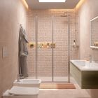 Paroi - VITTE segment de porte + segment de porte transparent avec profil chromé 1901-2000x1500-1950 mm