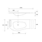Plan vasque MAM 1290 droite avec porte-serviettes avec porte-serviette, sans siphon ni bonde de vidage clic-clac SOLID SURFACE BLANC MAT 1290 x 12 x 510 mm