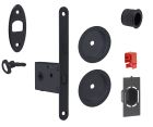 Serrure à clé articulée ronde noir mat + accessoires