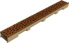 Caniveau en béton polymère avec grille fonte Voronoï couleur Corten - ACO SELF - long. 1m x larg. 100mm x haut. 55mm - classe B125
