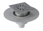 siphon de sol inox sort.Vert téléscopique GE50mm 150x150 ø50 mm trous oblongs 3 Kn