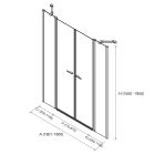 Paroi - VITTE segment de porte + segment de porte transparent avec profil noir 1801-1900x1500-1950 mm