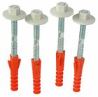Fixation chauffe-eau pour mur plein - Ensemble comprenant 4 chevilles, 4 gougons et 4 écrous plastiques - Ø14 - 10x120mm