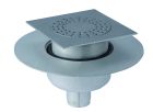 siphon de sol inox sort.Vert téléscopique GE50mm 200x200 ø63 mm trous oblongs 15 Kn