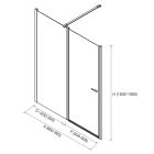 Paroi - VITTE entre les murs 2 modules segment fixe avec porte transparent avec profil noir 800-900x1500-1950 mm