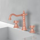 LAVABO CHAMBORD 3 TROUS BEC POTENCE OR ROSE BROSSE +Vidage PVD