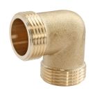 Coude laiton brut - Double Mâle 15/21 - Sachet de 2 pièces