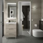 Meuble FUSSION CHROME 600 3 tiroirs  CHÊNE NATUREL 598 x 868 x 450 mm