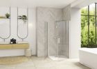 Porte pivotante (intérieur/extérieur) sans seuil + paroi fixe d'angle - SMART DESIGN P A SS 95 Blanc TN
