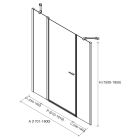 Paroi - VITTE segment avec porte + fixe en ligne transparent avec profil noir 1701-1800x1500-1950 mm