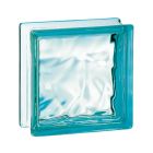 Brique de verre - 198 Turquoise nuagée - long. 19cm x haut. 19cm x ep. 8cm
