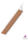 Escalier Sur Mesure, Style à Limons Centraux, Forme Droite, Structure Bois, Marches Bois avec Contremarches Bois, Rampes à Poteaux Métal avec Lisses Inox Brossé