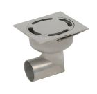 siphon de sol inox sort.horiz. GE15mm  100x100 ø40 mm trous oblongs verrouillé poli 3 Kn
