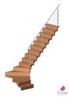 Escalier Sur Mesure, Style à Limons Centraux, Forme Quart Tournant, Structure Bois, Marches Bois avec Contremarches Bois, Rampes à Poteaux Métal avec Lisses Inox Brossé