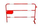 BARRIERE DE CHANTIER ROUGE - D 25 mm - Petite Plaque -BANDES BLANCHES - BCP912E