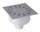 siphon de sol inox sort.Vert GE50mm 200x200 ø63 mm trous oblongs verrouillé microbillé 3 Kn