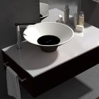 lavabo a poser deco hurricane white black mat + drain plug black mat
