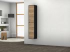 MEUBLE COLONNE NOIR SERIE BIRDIE 1600X300X300 FACADE CHENE DORE