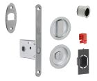 Serrure à condamnation ronde chrome satiné + accessoires