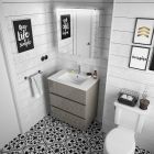 Meuble FUSSION LINE 700 3 tiroirs  TAUPE BRILLANT 697 x 868 x 450 mm