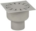 siphon de sol inox sort.Vert GE50mm 200x200 ø100 mm trous oblongs verrouillé microbillé 3 Kn