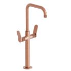 MELANGEUR LAVABO EAST SIDE TALL AVEC VIDAGE OR ROSE BROSSE
