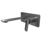 Façade mitigeur lavabo encastré avec plaque bec de 185 mm MÉTAL BROSSÉ