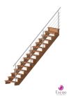 Escalier Sur Mesure, Style à l'Anglaise, Forme Droite, Structure Bois, Marches Bois sans Contremarches, Rampes à Poteaux Métal avec Lisses Inox Brossé