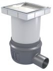 SIPHON ACO SHOWERDRAIN EASYFLOW 150x150MM PLASTIC COUV TILE INOX 304 BRILLANT SORTIE H GE50MM DN50