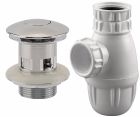 BB403 - Bonde clic clac pour 33/42 et siphon de lavabo - Bonde sécable abs à clapet rentrant pour tout type de lavabo - Hauteur 100mm