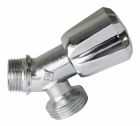 Robinet standard incliné à clapet pour machine à laver - Installation rapide et facile - M1/2' - M3/4' - Croisillon - Laiton chromé - ACS
