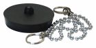 C110 - Bouchon PVC noir Ø52/55 - Chaînette chomée de 300mm - Bouchon pour évier livré avec 2 anneaux brisés