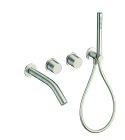 facade mitigeur bain douche 2 sorties  rosaces  douchette inox