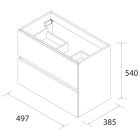 Meuble de salle de bain FUSSION LINE 500 fond 40 2 tiroirs à fermeture amortie PIN BAHÍA 497 x 540 x 385 mm