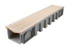 Caniveau avec grille PVC sable  - long. 1m x larg. 200mm - classe A15