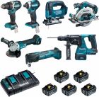 Ensemble de 7 machines Batterie 18 V LXT (DDF484 + DTD154 + DGA506 + DHS680 + DHR243 + DTM51 + DJV182)