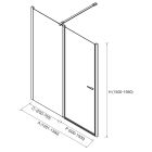Paroi - VITTE entre les murs 2 modules segment fixe avec porte transparent avec profil noir 1201-1300x1500-1950 mm