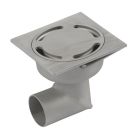 siphon de sol inox sort.horiz. GE15mm 100x100 ø40 mm trous oblongs microbillé 3 Kn