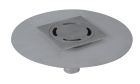 siphon de sol inox sort.Vert avec platine GE50mm 150x150 ø50 mm trous oblongs microbillé 3 Kn