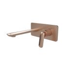 Façade mitigeur lavabo encastré avec plaque bec de 185 mm OR ROSE BROSSÉ